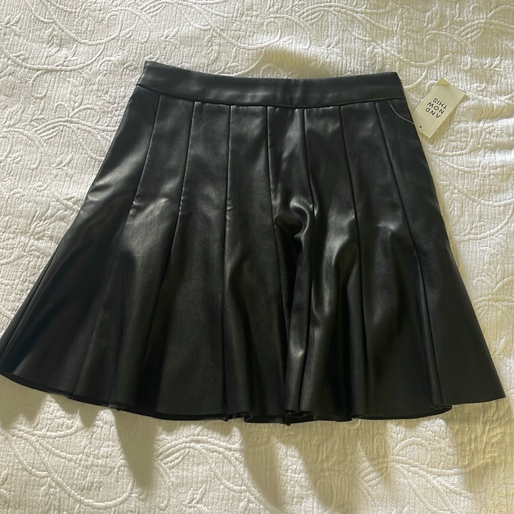 Black leather Tennis Skirt